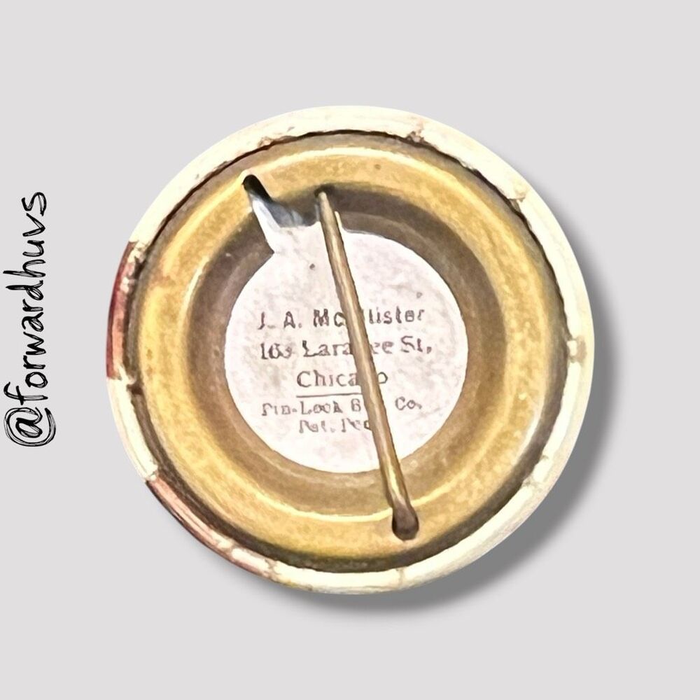 Antique Sepia Portrait Button J.A. Mcallister / Pinlock Button Co. Chicagone View 4